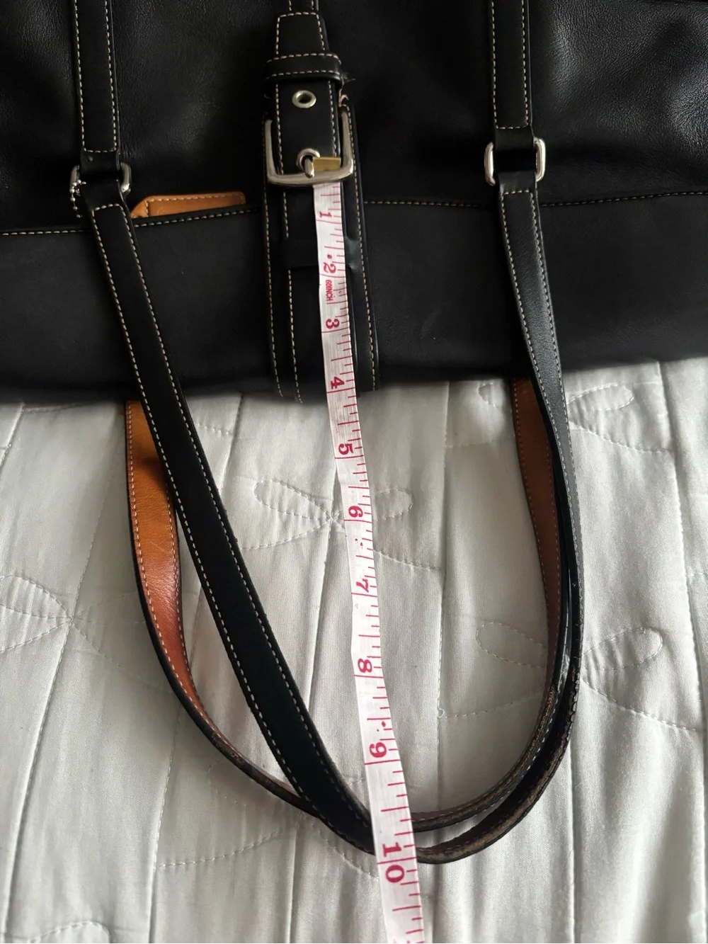 Coach Black Leather Duffel Bag with Tan Accents